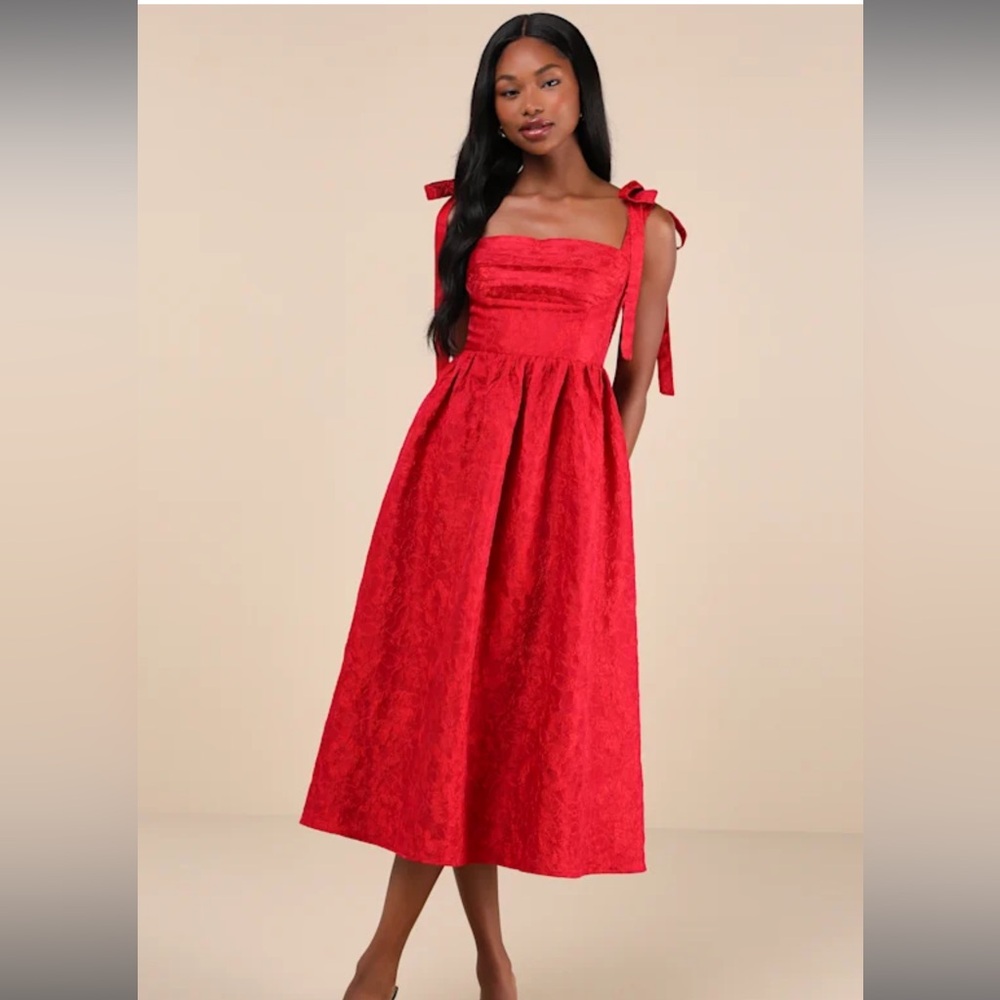 NWT Lulus Red Midi Dress